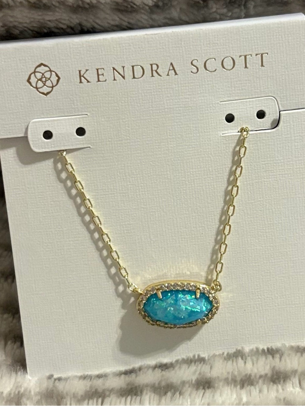 Kendra Scott Gold Necklace with Turquoise Blue Stone